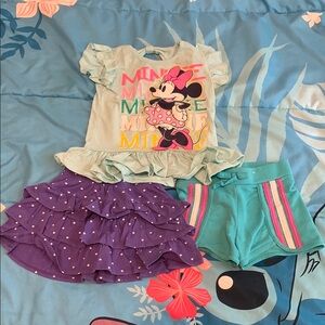 Summer Girls bundle Disney shirt and two pairs of shorts